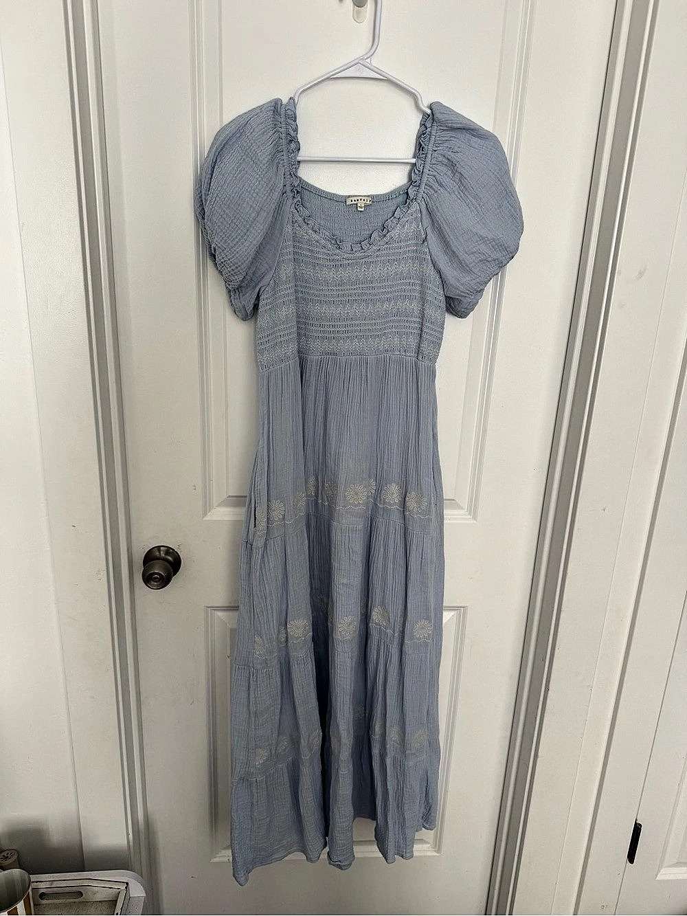 Blue Maxi Dress Puff Sleeve Like New